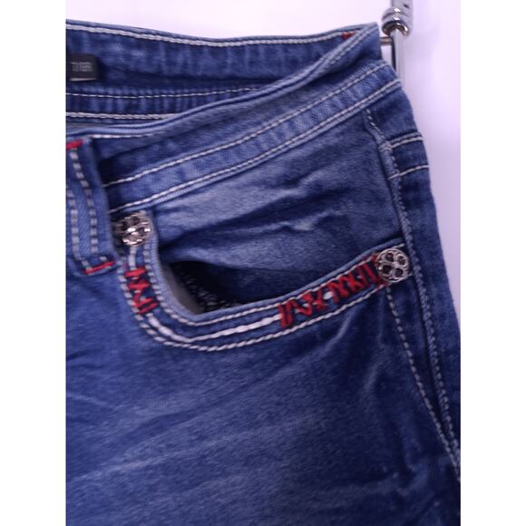 Rue 21 Premiere Jeans Womens Size 8 Preppy Grunge Y2K Distressed Patched - Picture 4 of 9